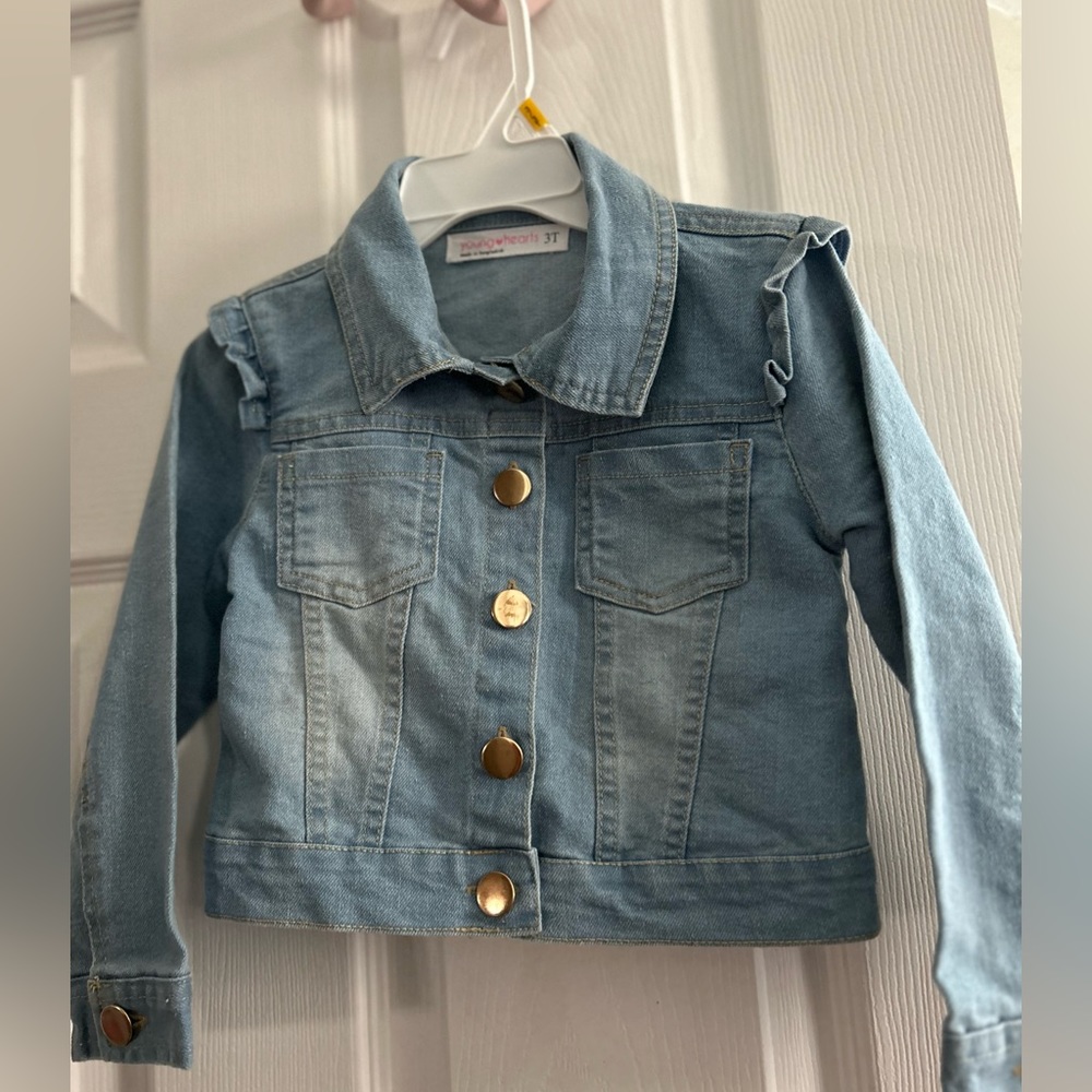 Toddler Denim Ruffle Shoulder Jacket - Picture 3 of 3